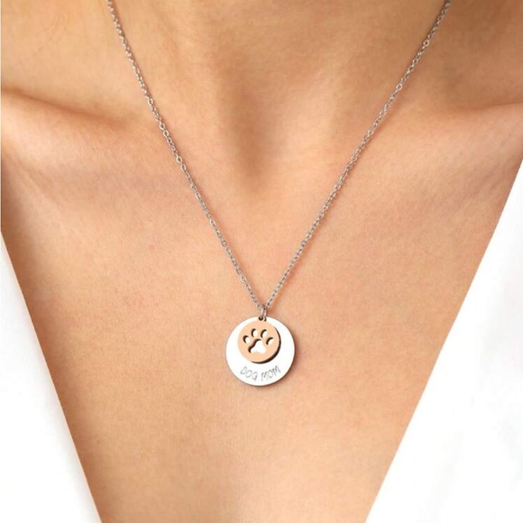 Dog Mom Necklace, Paw Print Necklace - Picture 1 of 9